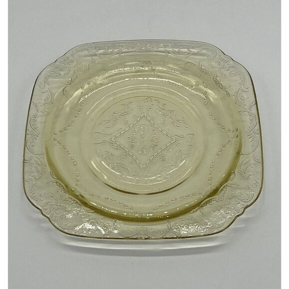 Vintage Amber Federal Glass Madrid Square Footed Bread/Dessert Plate - Picture 4 of 5
